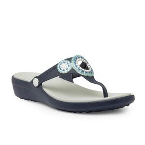7. CROCS NAVY BLUE JEWELLED DUAL COMFORT Sandal Size 9